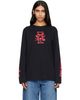 Simone Rocha Simone Rocha Black 'Coming Up Roses' Print Long Sleeve T-shirt - 1