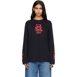Simone Rocha Simone Rocha Black 'Coming Up Roses' Print Long Sleeve T-shirt