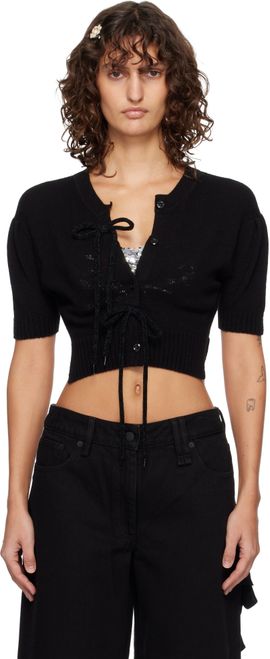 Simone Rocha Simone Rocha Black Cropped Cashmere Cardigan