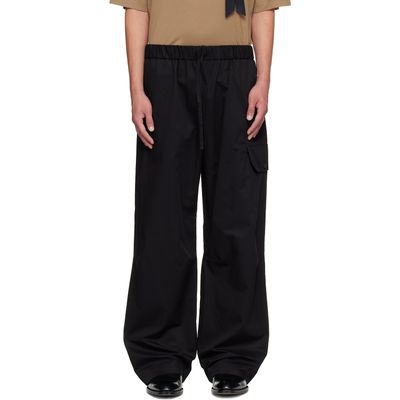 Simone Rocha Simone Rocha Black Drawstring Knee Pleat Cargo Pants