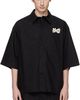 Simone Rocha Simone Rocha Black Embellished Boxy Pen Pocket Shirt - 1