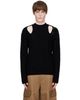 Simone Rocha Simone Rocha Black Embellished Cable Knit Slash Sweater - 1