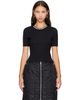Simone Rocha Simone Rocha Black Embellished Cropped Pointelle T-shirt - 1