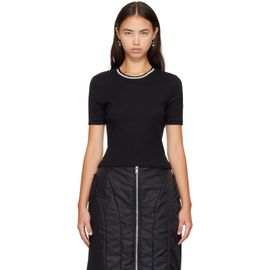 Simone Rocha Simone Rocha Black Embellished Cropped Pointelle T-shirt