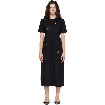 Simone Rocha Simone Rocha Black Embellished Easy T-shirt Midi Dress