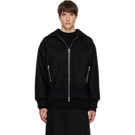 Simone Rocha Simone Rocha Black Embellished Oversized Split Hood Jacket
