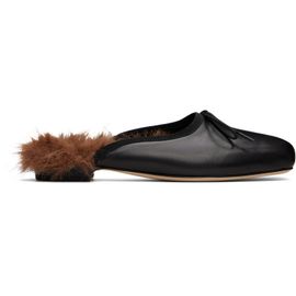 Simone Rocha Simone Rocha Black Faux-Fur Lined Mule Loafers