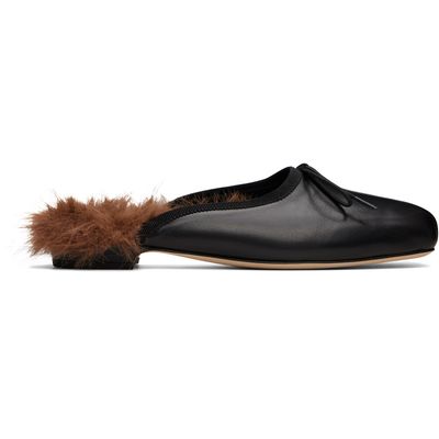 Simone Rocha Simone Rocha Black Faux-Fur Lined Mule Loafers