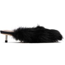 Simone Rocha Simone Rocha Black Faux Fur Mule Heels
