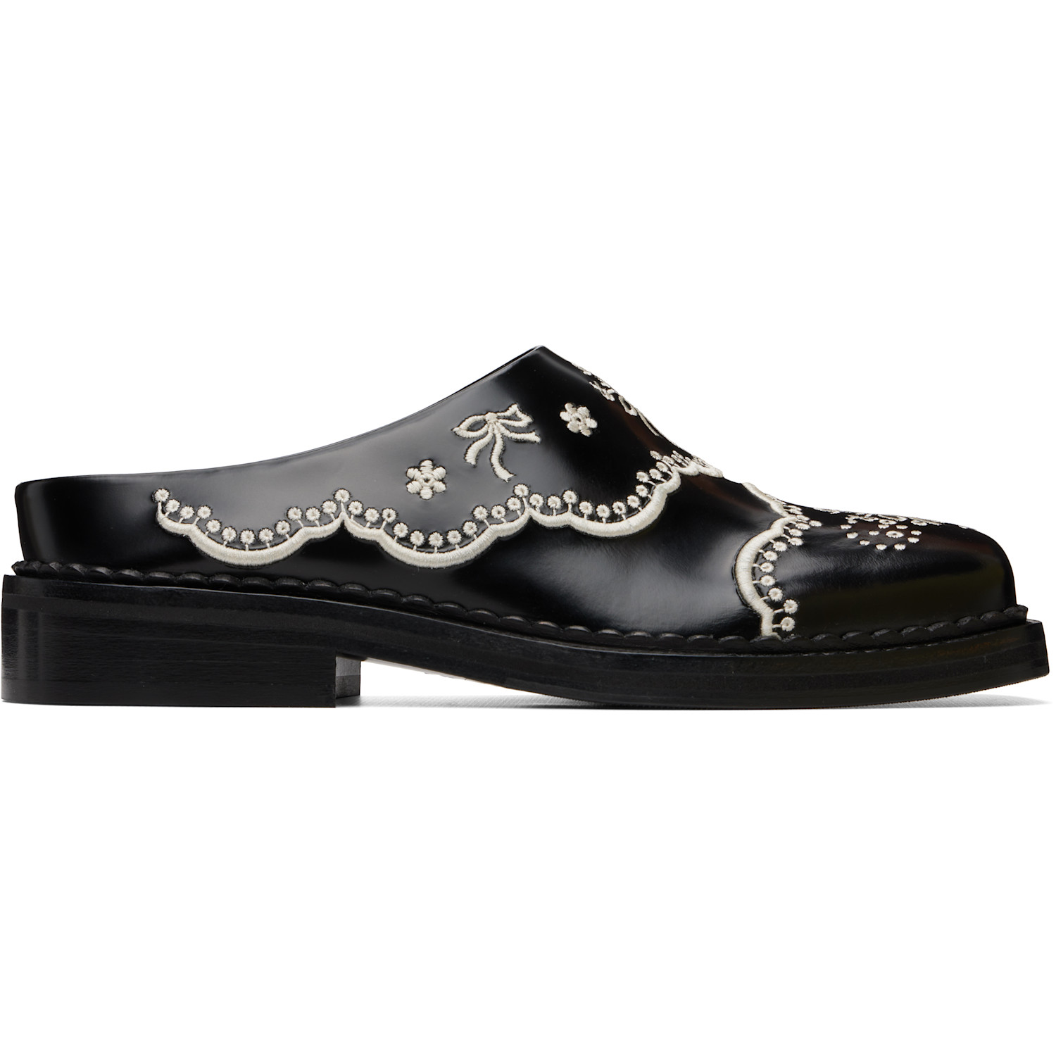 Simone Rocha - Black Floral Lace Mule Loafers