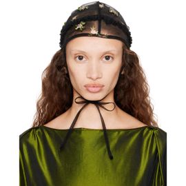 Simone Rocha Simone Rocha Black Frill Embellished Bonnet