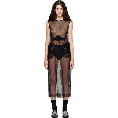 Simone Rocha Simone Rocha Black Gathered Rose Contour Midi Dress