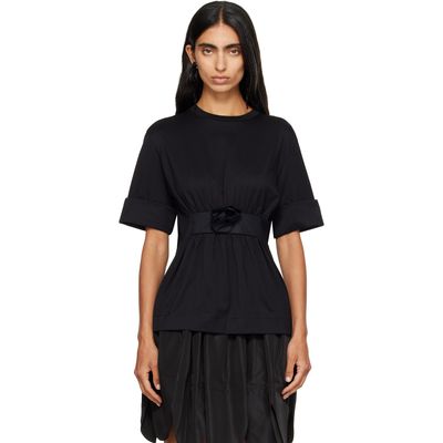 Simone Rocha Simone Rocha Black Gathered Rose Wire Sleeve Boy T-shirt