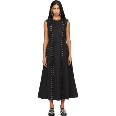 Simone Rocha Simone Rocha Black Grommet Ring Sculpt Ripple Maxi Dress