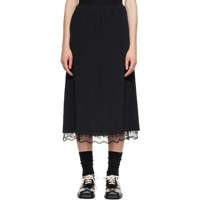 Simone Rocha Simone Rocha Black Lace Trim Negligee Midi Skirt