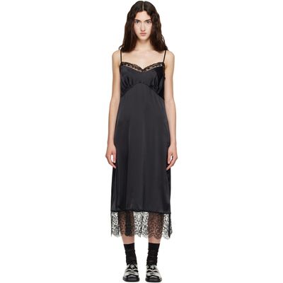 Simone Rocha Simone Rocha Black Lace Trim Slip Midi Dress