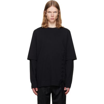 Simone Rocha Simone Rocha Black Lace Up Hem Layered Long Sleeve T-shirt