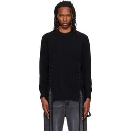 Simone Rocha Simone Rocha Black Merino Lace Up Hem Sweater