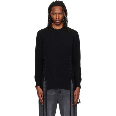 Simone Rocha Simone Rocha Black Merino Lace Up Hem Sweater