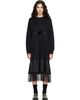 Simone Rocha Simone Rocha Black Oversized Gathered Rose Lace Trim Midi Dress - 1