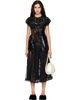 Simone Rocha Simone Rocha Black Patchwork Cap Sleeve Ruffle Detail Midi Dress - 1