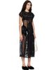 Simone Rocha Simone Rocha Black Patchwork Cap Sleeve Ruffle Detail Midi Dress - 2