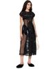 Simone Rocha Simone Rocha Black Patchwork Cap Sleeve Ruffle Detail Midi Dress - 4