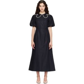 Simone Rocha Simone Rocha Black Puff Sleeve Petal Collar Midi Dress