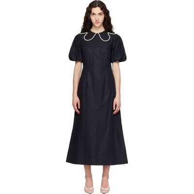 Simone Rocha Simone Rocha Black Puff Sleeve Petal Collar Midi Dress