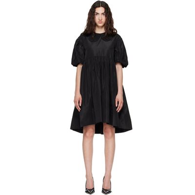 Simone Rocha Simone Rocha Black Puff Sleeve Petal Collar Smock Minidress