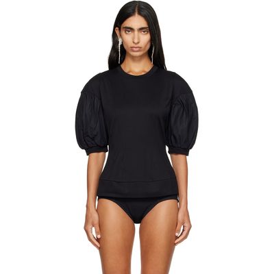 Simone Rocha Simone Rocha Black Puff Sleeve Sculpted Contrast T-shirt