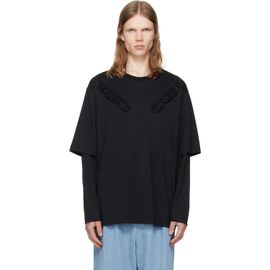 Simone Rocha Simone Rocha Black Ruffle Slash Layered Long Sleeve T-shirt