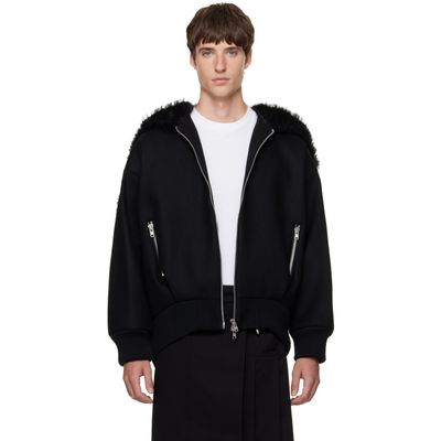 Simone Rocha Simone Rocha Black Split Faux-Fur Hood Jacket