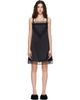 Simone Rocha Simone Rocha Black Square Neck Lace Trim Minidress - 1