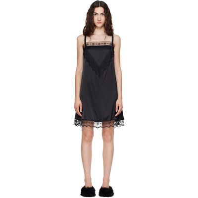 Simone Rocha Simone Rocha Black Square Neck Lace Trim Minidress