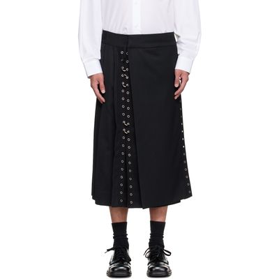Simone Rocha Simone Rocha Black Tailored Grommet Ring Clip Kilt Skirt