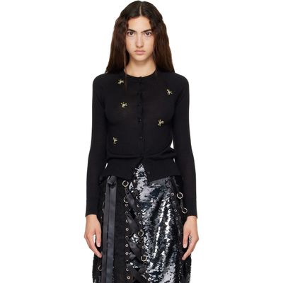 Simone Rocha Simone Rocha Black Turbo Embellished Classic Merino Silk Cardigan