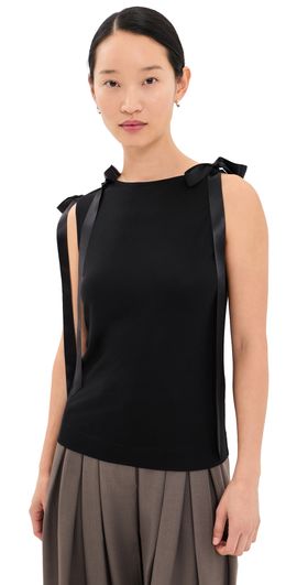 Simone Rocha Simone Rocha Bow Ribbon Tail Tank Black