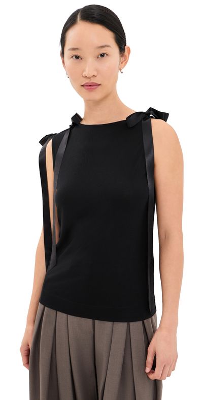 Simone Rocha Simone Rocha Bow Ribbon Tail Tank Black