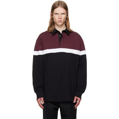 Simone Rocha Simone Rocha Burgundy & Black Bow Stripe Rugby Polo