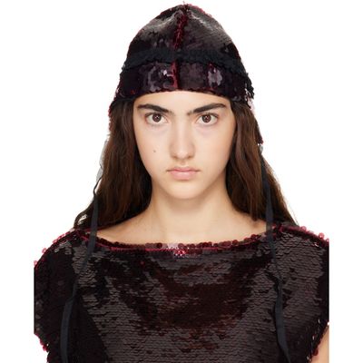 Simone Rocha Simone Rocha Burgundy Sequin Bonnet