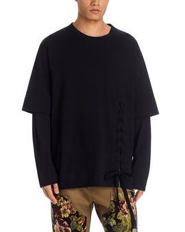 Simone Rocha Simone Rocha Cotton Relaxed Lace Up Crewneck T-Shirt