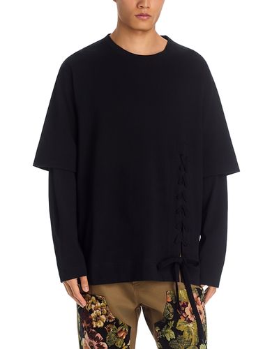 Simone Rocha Simone Rocha Cotton Relaxed Lace Up Crewneck T-Shirt