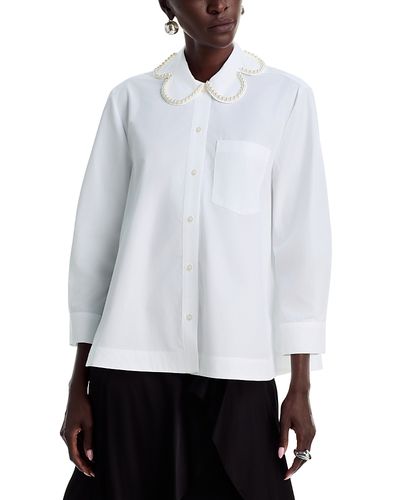 Simone Rocha Simone Rocha Embellished Petal Collar Cropped Masculine Shirt