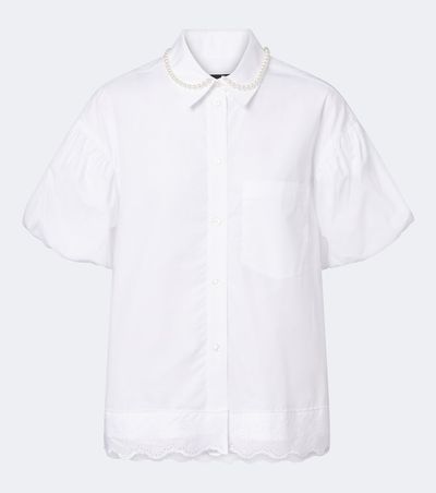 Simone Rocha Simone Rocha Embellished scalloped cotton blouse
