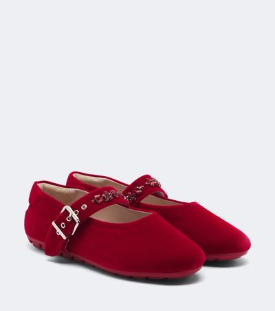 Simone Rocha Simone Rocha Embellished velvet Mary Jane flats