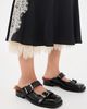 Simone Rocha Simone Rocha Faux Fur Lined Buckle Mary Jane Mules Black/Brown - 3