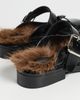 Simone Rocha Simone Rocha Faux Fur Lined Buckle Mary Jane Mules Black/Brown - 4
