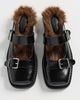 Simone Rocha Simone Rocha Faux Fur Lined Buckle Mary Jane Mules Black/Brown - 5