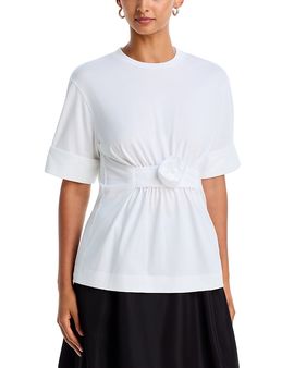 Simone Rocha Simone Rocha Gathered Rose Cotton Tee